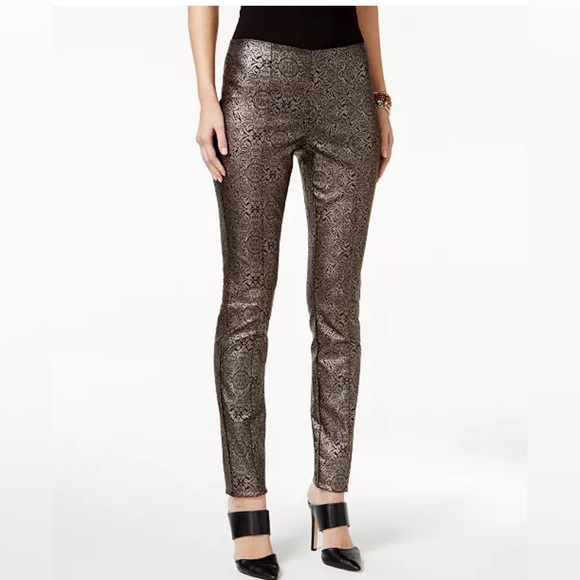 Alfani Pants - Alfani Metallic Patterned Skinny Pants